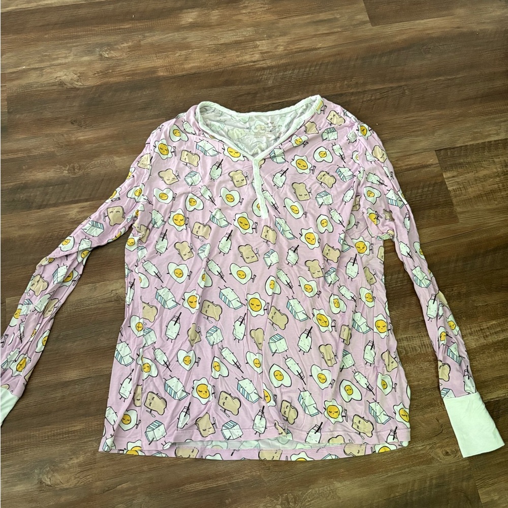 Little Sleepies Pink Breakfast Print Top